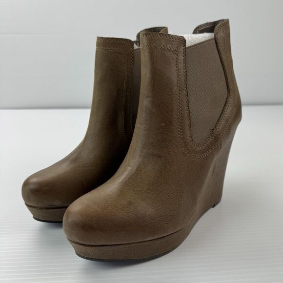 Seychelles Prime Suspect Brown Leather Wedge Chelsea Booties Women 10 NWOB - Picture 2 of 13